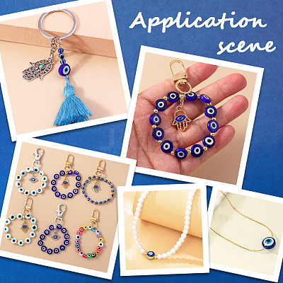 2 Strands Handmade Evil Eye Lampwork Beads Strands LAMP-PA0001-49-1