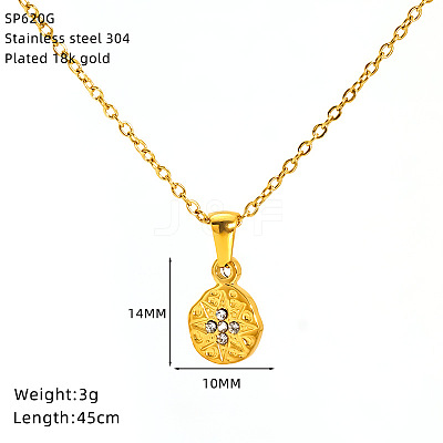 304 Stainless Steel Crystal Rhinestone Pendant Necklaces for Women WG07512-06-1