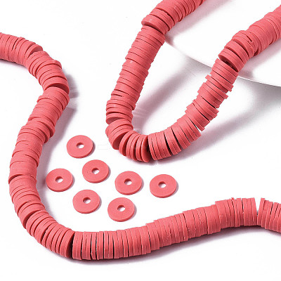 Flat Round Handmade Polymer Clay Beads CLAY-R067-10mm-14-1