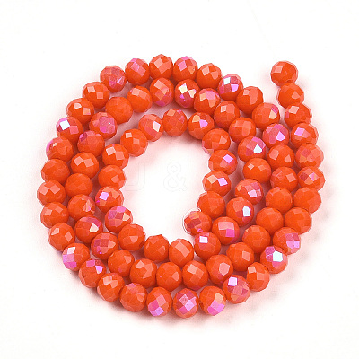 Electroplate Opaque Solid Color Glass Beads Strands X-EGLA-A044-P6mm-L03-1-1