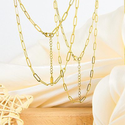 10Pcs 201 Stainless Steel Paperclip Chain Necklaces for Women NJEW-SZ0001-71-1