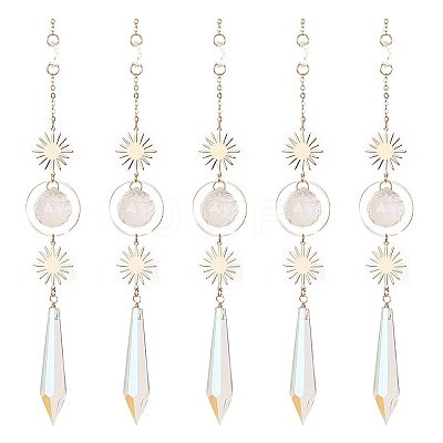 AB Color Plated Crystal Cone Big Pendant Decorations HJEW-JM00833-1