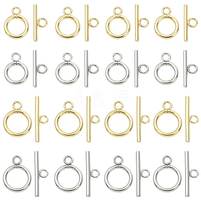20 Sets 2 Colors 304 Stainless Steel Toggle Clasps STAS-YW0003-08B-1