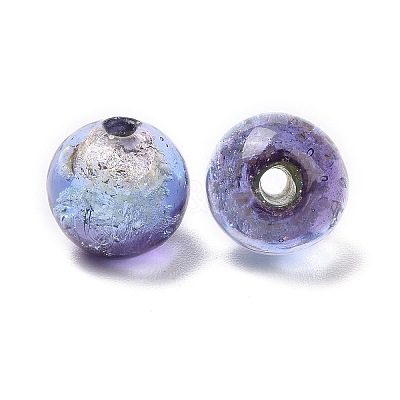 Handmade Silver Foil Glass Beads LAMP-A001-G02-10mm-1