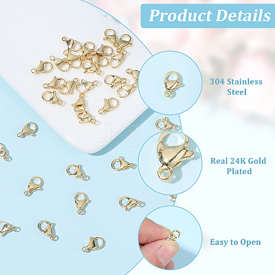 100Pcs 304 Stainless Steel Lobster Claw Clasps STAS-BBC0009-39D-G-1