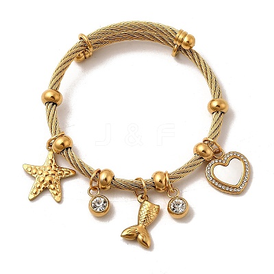 304 Stainless Steel Charm Bangles for Women BJEW-Z141-01G-1