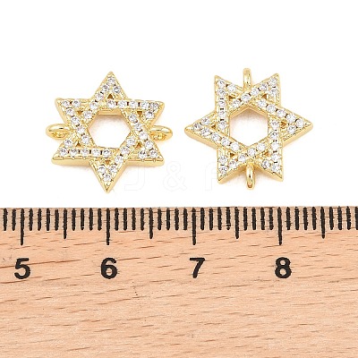 Brass Micro Pave Clear Cubic Zirconia Star of David Links Connector Charms KK-C170-01G-1