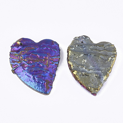 Electroplated Natural Dragon Blood Jasper Pendants G-S329-028-1