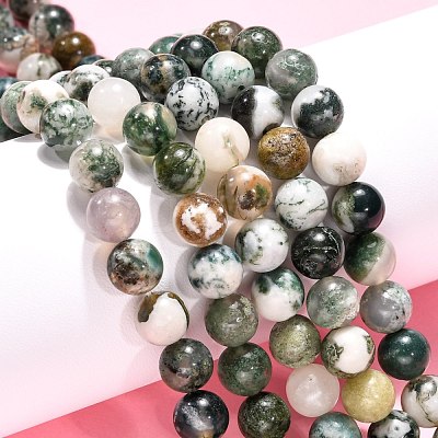 Natural Tree Agate Beads Strands G-H1633-8MM-1