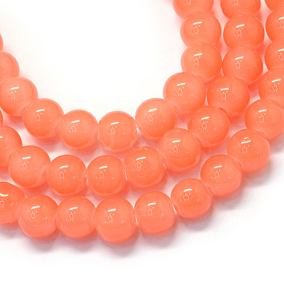 Baking Paint Imitation Jade Glass Round Bead Strands X-DGLA-Q021-6mm-31-1