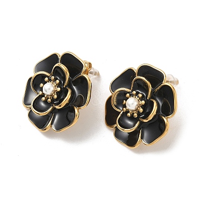 304 Stainless Steel Flower Stud Earrings LS-EJEW-A147-03G-1