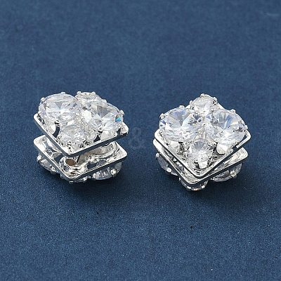 Brass Micro Pave Cubic Zirconia Beads KK-S336-07S-C-1