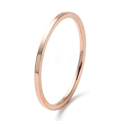 Ion Plating(IP) 304 Stainless Steel Simple Plain Band Finger Ring for Women Men RJEW-F152-05RG-1