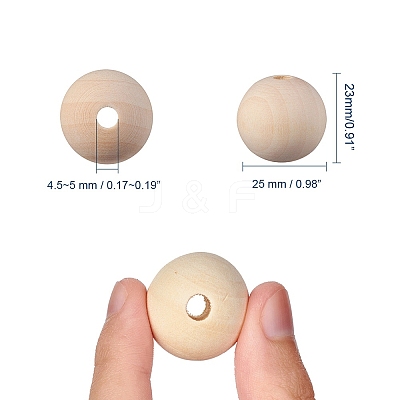 Natural Unfinished Wood Beads WOOD-S651-25mm-LF-1