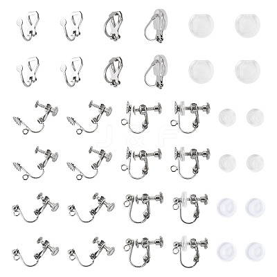 24Pcs 3 Styles 316 Stainless Steel Clip-on Earring Findings STAS-TA0006-31P-1