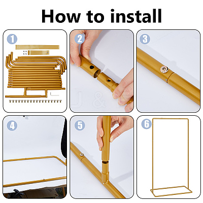 Adjustable Height Iron Wedding Sign Holder AJEW-WH0410-51G-1