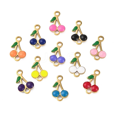 Ion Plating(IP) 304 Stainless Steel Enamel Fruit Connector Charms STAS-P373-01G-1