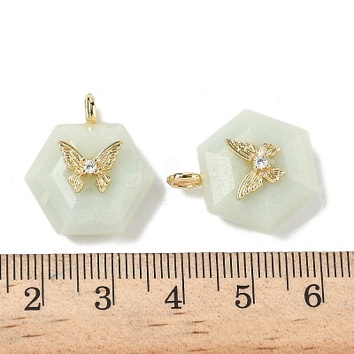 Natural Flower Amazonite Faceted Pendants G-P585-01G-05-1