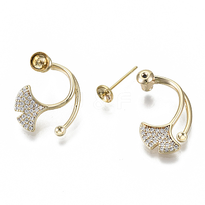 Brass Micro Pave Cubic Zirconia Stud Earring Settings KK-N232-38B-NF-1