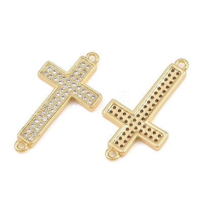 Brass Micro Pave Clear Cubic Zirconia Connector Charms CU-CBADC6C-07G-1