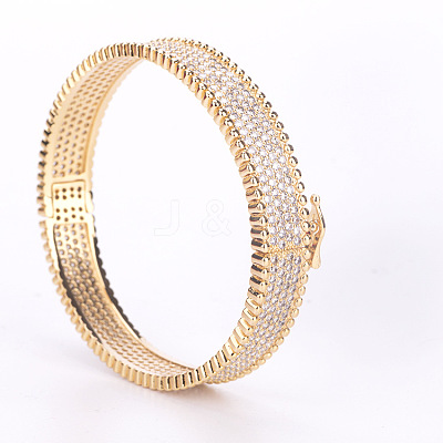 Brass Micro Pave Clear Cubic Zirconia Bangles for Women FS-WG2EB50-02-1