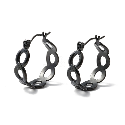304 Stainless Steel Oval Link Chunky Hoop Earrings for Women Ion Plating(IP) EJEW-P197-06EB-1