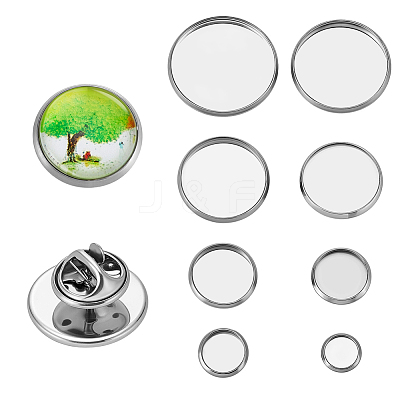 8 Styles Stainless Steel Brooch Findings STAS-PH0006-97-1