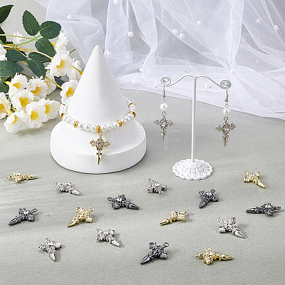 24Pcs 3 Colors Alloy with Rhinestone Pendants FIND-SP0001-91-1