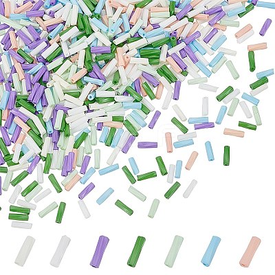 70G 7 Colors Opaque Colours Glass Twist Bugle Beads GLAA-PH0003-70-1