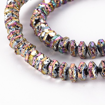 Electroplated Natural Lava Rock Beads Strands X-G-T114-73E-1
