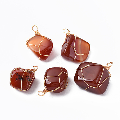Natural Red Agate Pendants G-N332-50-03-1