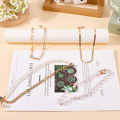 Alloy & Imitaiton Pearl Necklaces Set NJEW-WH20007-02C-1