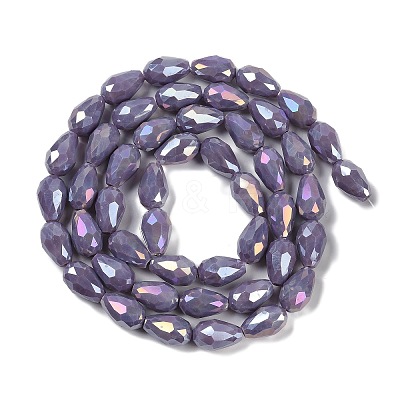 Opaque Solid Color Electroplate Glass Beads Strands EGLA-N013-P6mm-B09-1