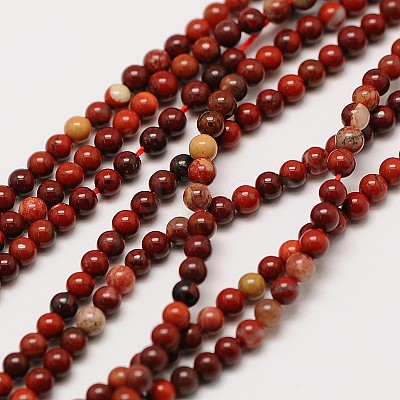 Natural Red Rainbow Jasper Round Beads Strands X-G-A130-2mm-25-1
