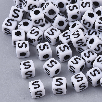 White Opaque Acrylic Beads X-MACR-R869-02S-1