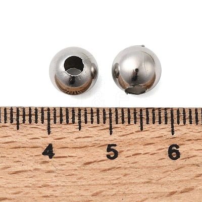 Tarnish Resistant 304 Stainless Steel Hollow Round Seamed Beads STAS-R032-8mm-1