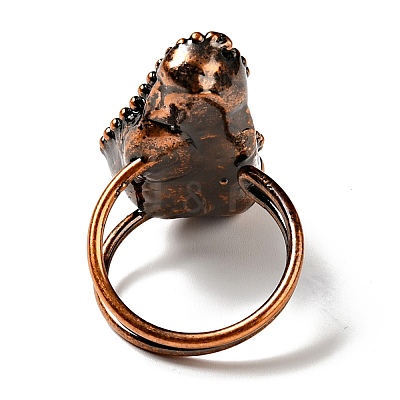 Natural Tektite Geometric Chunky Open Cuff Ring G-D468-37R-1