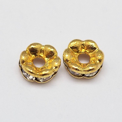 Flower Brass Crystal Rhinestone Bead Spacers RB-D302-G-1