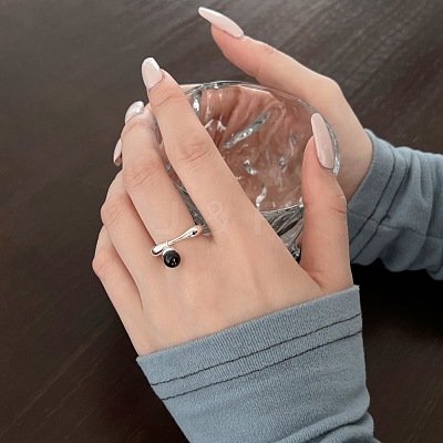 S925 Sterling Silver Open Cuff Ring for Women RJEW-M164-03-1