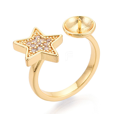 Star Brass Micro Pave Cubic Zirconia Cup Peg Ring Settings KK-N274-06G-1