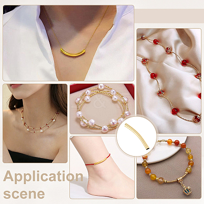 40Pcs Brass Curved Tube Beads KK-PH0015-17B-1