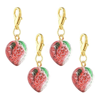 4Pcs Handmade Lampwork Strawberry Pendant Decorations HJEW-FS00041-02-1