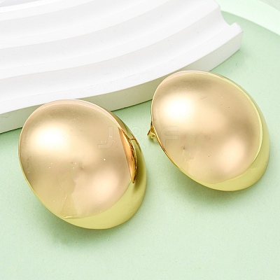 Brass Half Round Stud Earrings EJEW-Z125-01G-1