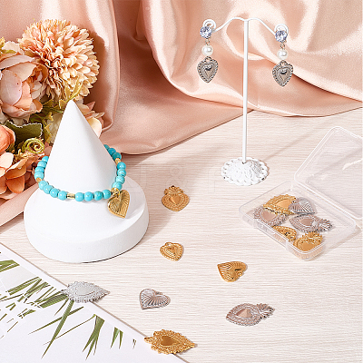 16Pcs 8 Styles Stainless Steel Pendants STAS-SC0010-15-1