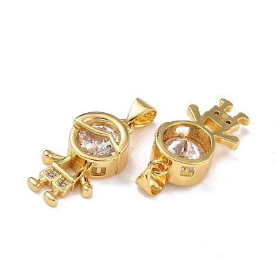 Brass Micro Pave Clear Cubic Zirconia Pendants ZIRC-A021-62G-1