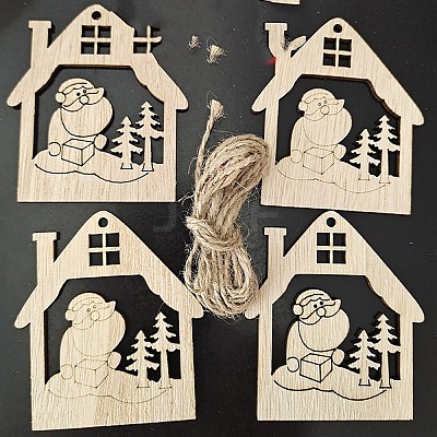 Unfinished Wood Pendant Decorations XMAS-PW0001-170-10-1
