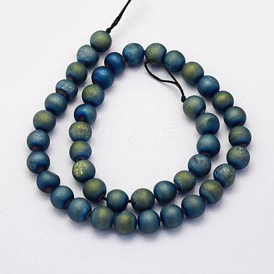 Electroplate Natural Druzy Agate Beads Strands G-G708-12mm-10-1