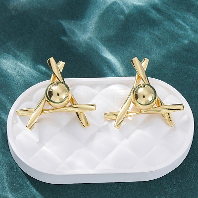 Triangle with Round Brass Stud Earrings EJEW-R025-06G-1