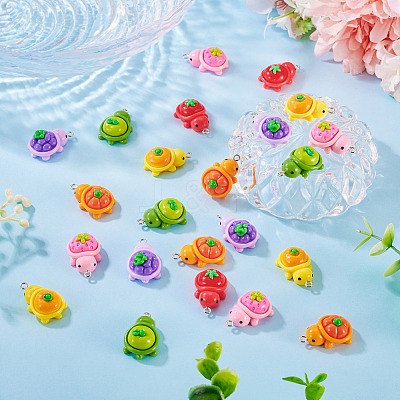 24Pcs 6 Colors Opaque Resin Pendants CRES-TA0001-78-1