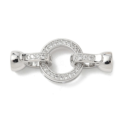 Brass Micro Pave Clear Cubic Zirconia Fold Over Clasps KK-U059-34P-1